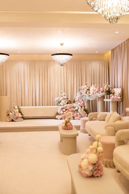 HOOR & GHADER Blush Draped Floral Installation - Luxury
