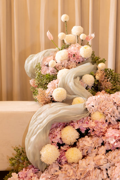 HOOR & GHADER Blush Draped Floral Installation - Luxury