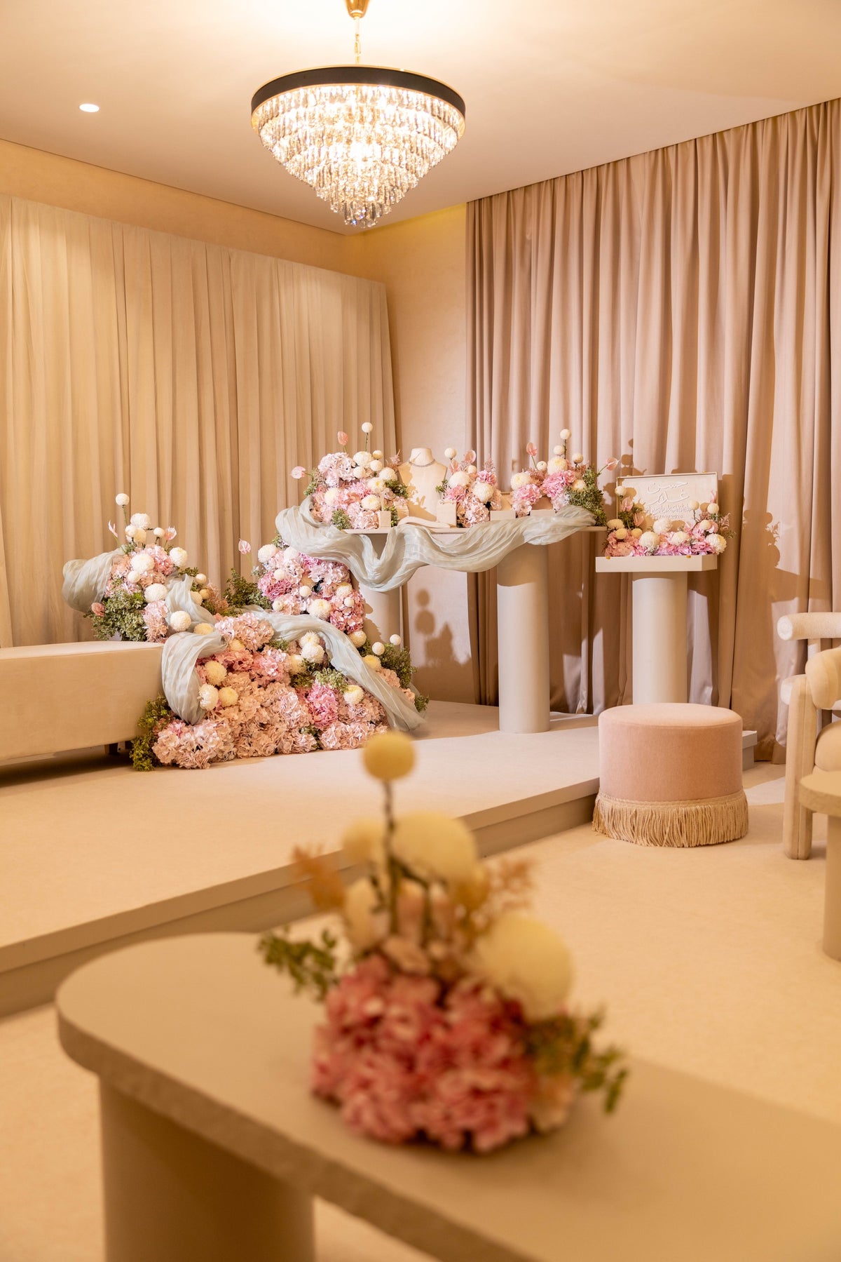 HOOR & GHADER Blush Draped Floral Installation - Luxury