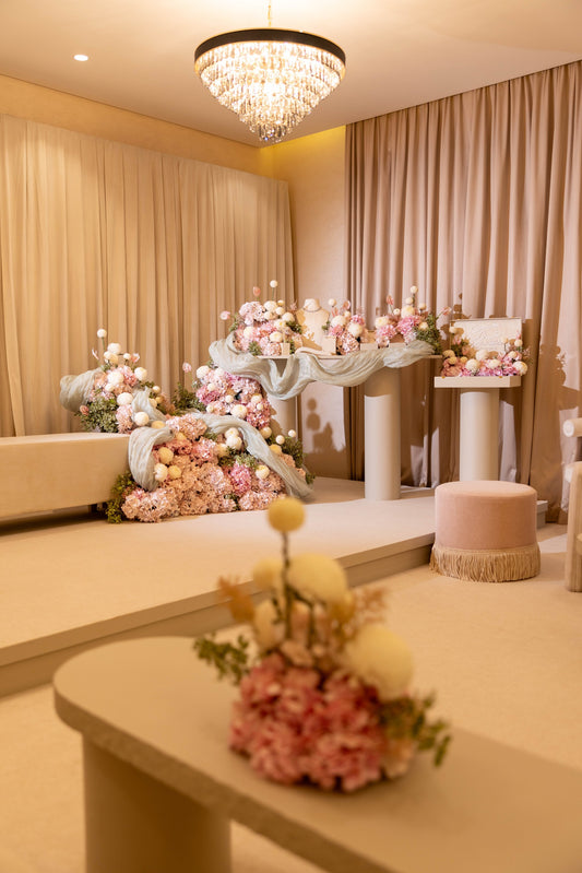 HOOR & GHADER Blush Draped Floral Installation - Luxury