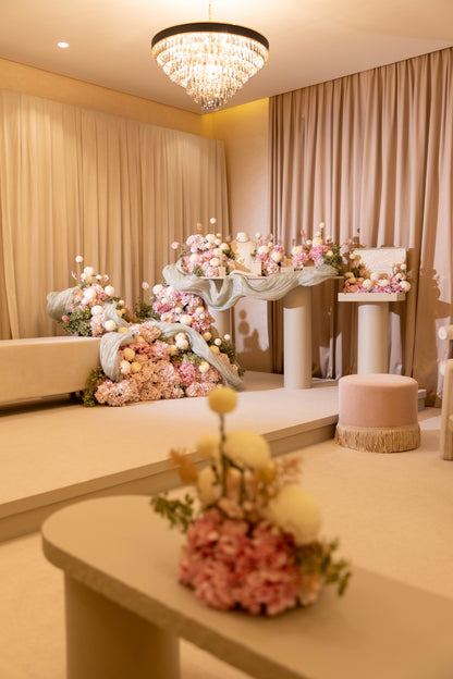 HOOR & GHADER Blush Draped Floral Installation - Luxury