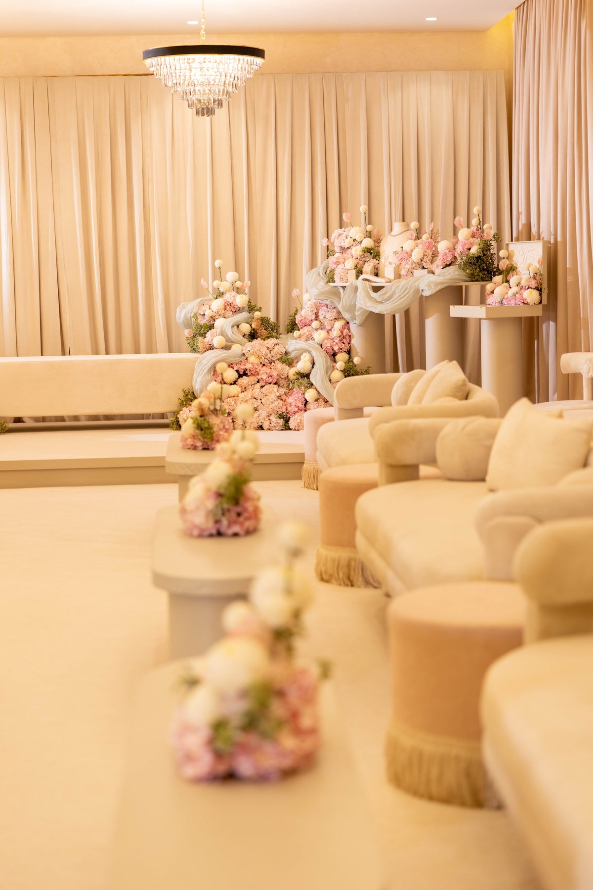 HOOR & GHADER Blush Draped Floral Installation - Luxury
