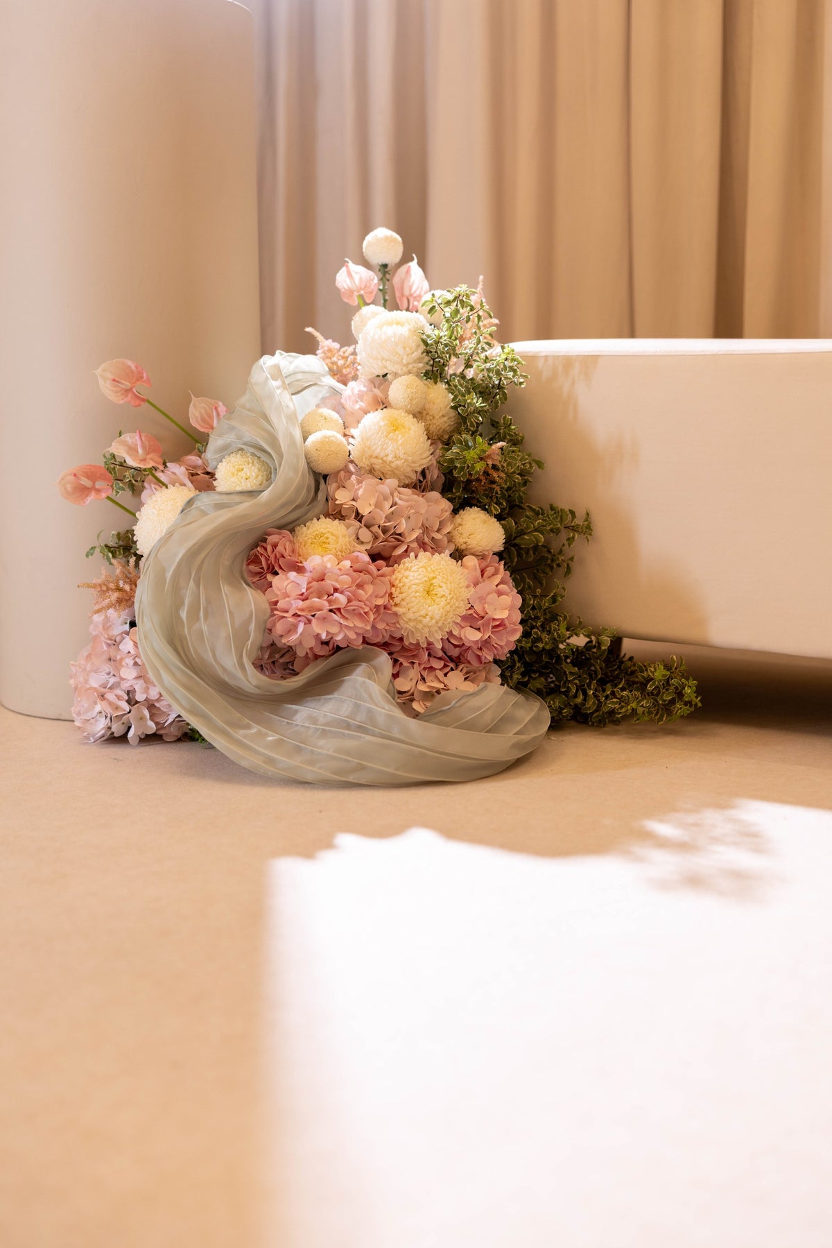 HOOR & GHADER Blush Draped Floral Installation - Luxury