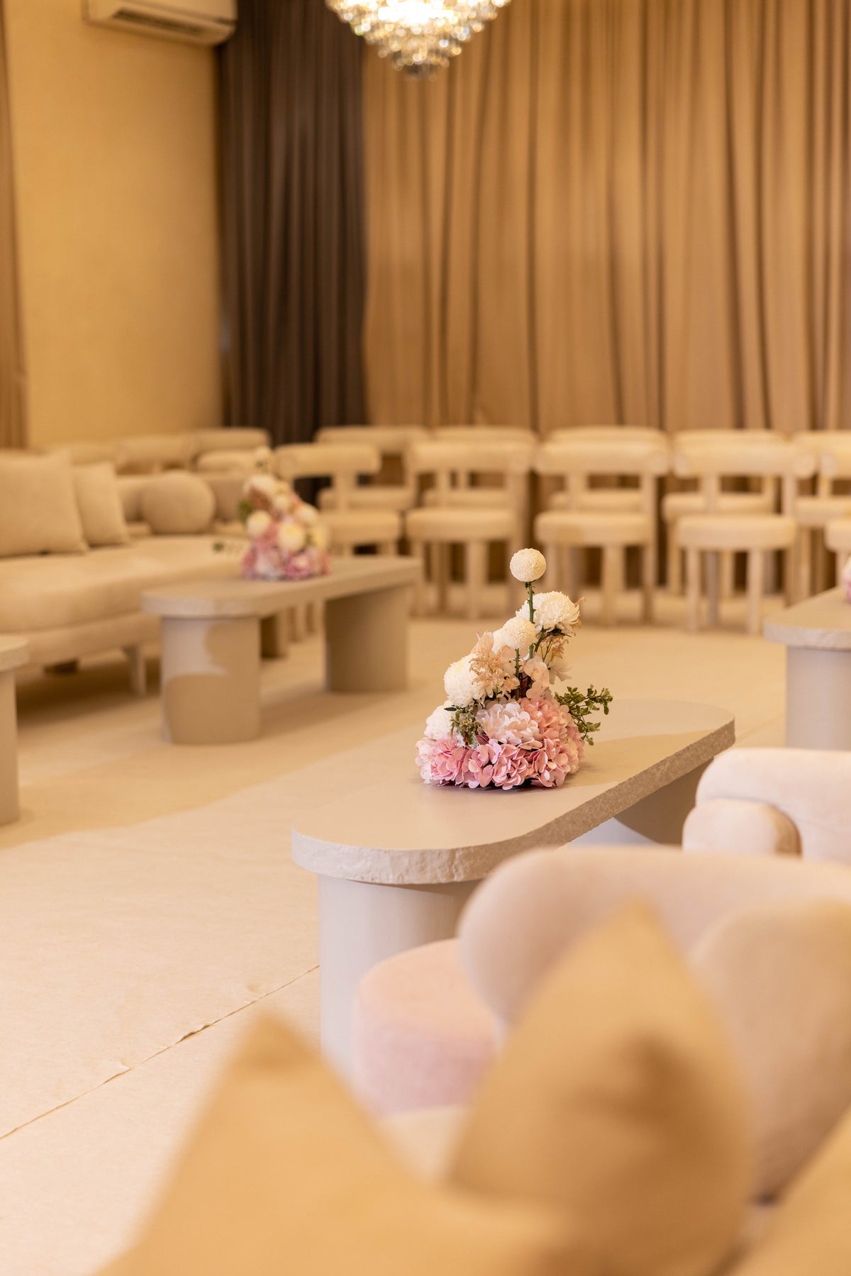 HOOR & GHADER Blush Draped Floral Installation - Luxury