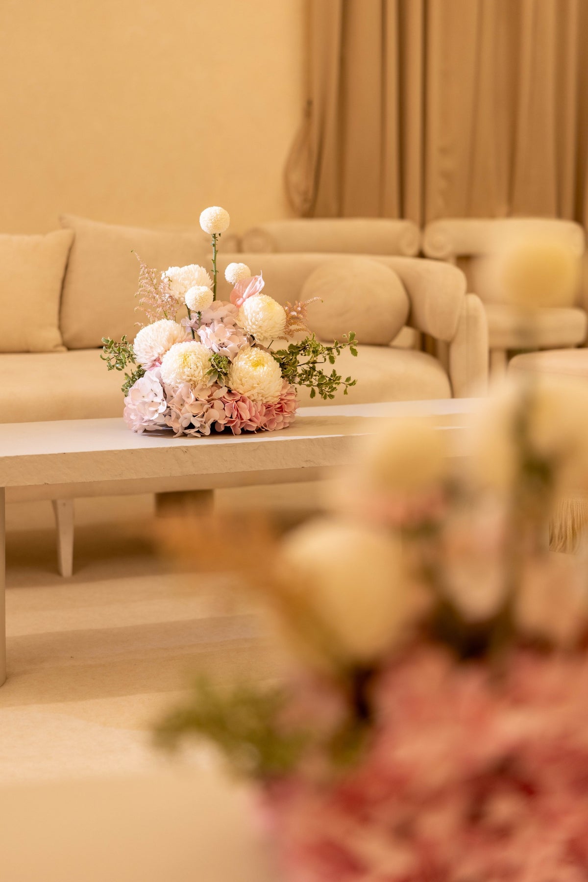 HOOR & GHADER Blush Draped Floral Installation - Luxury