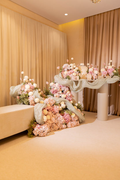 HOOR & GHADER Blush Draped Floral Installation - Luxury