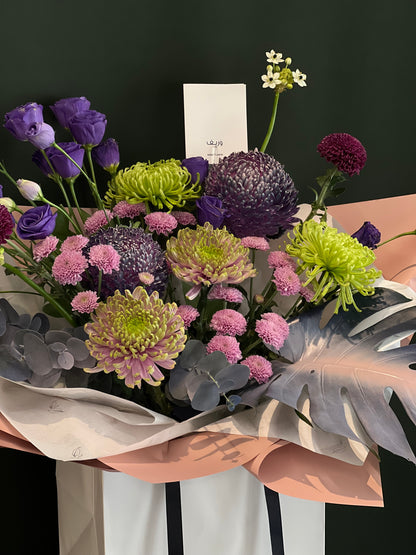 Lavender Twilight Hand Bag Arrangement