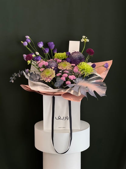 Lavender Twilight Hand Bag Arrangement