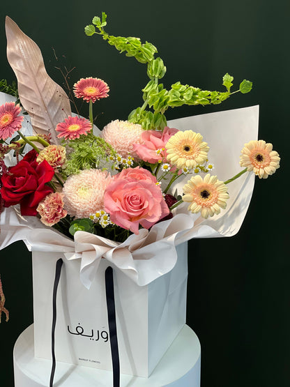 Blushing Garden Hand Bag Arrangement